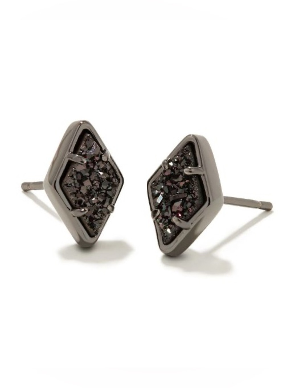 Kendra Scott Kinsley Gunmetal Stud Earrings in Black Drusy